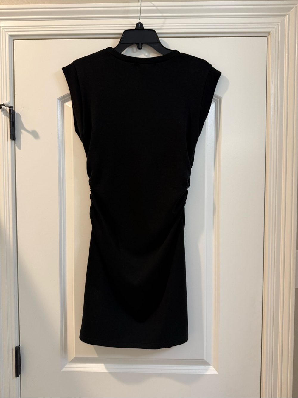 Black Ruched Mini Dress - Modern Cap Sleeve